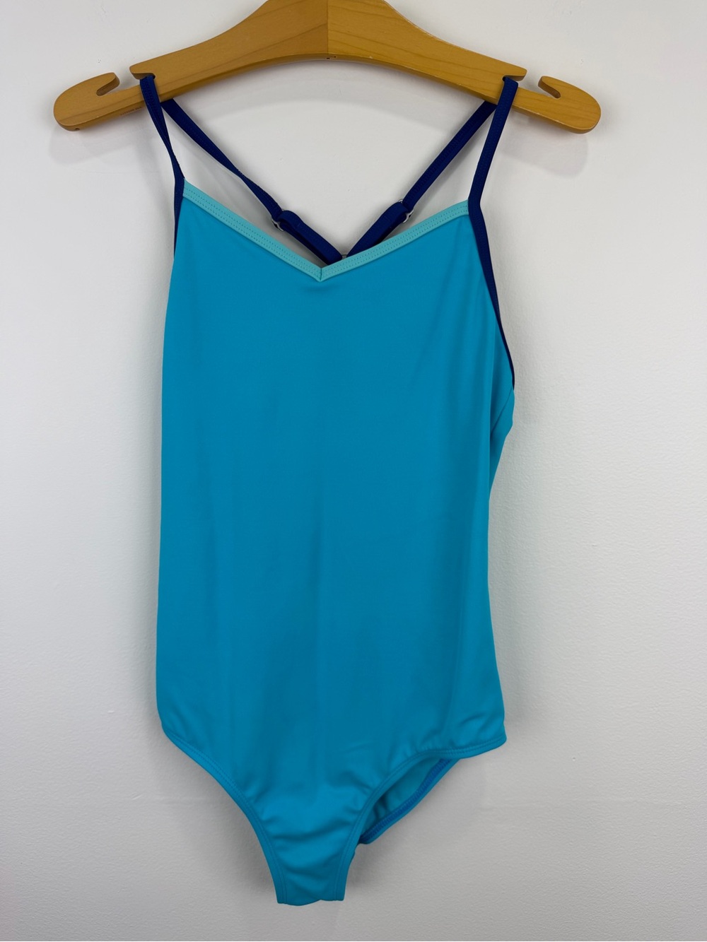 Lands’ End Chlorine Resistant One Piece Swimsuit Blue Size 10